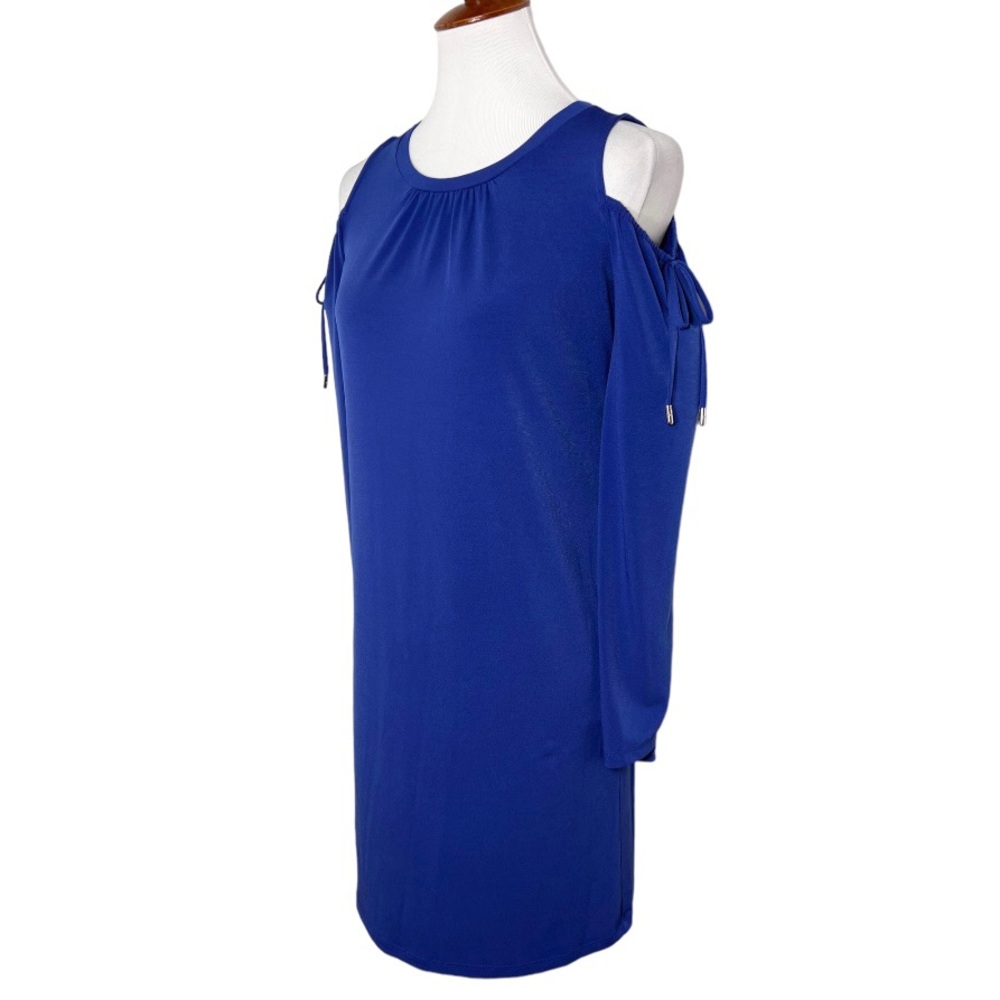 Michael Kors Royal Blue Cold Shoulder Tie Sleeve Knit Dress - Picture 5 of 12